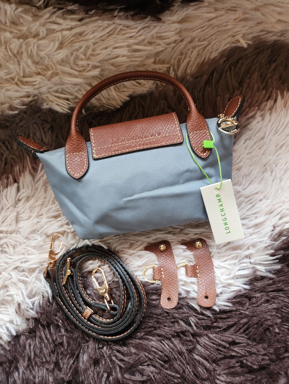 Longchamp Tasche Grey Mini Bag with Removable Strap NWT - Picture 2 of 7